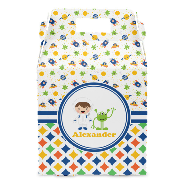 Boy's Space & Geometric Print Gable Favor Box - Front