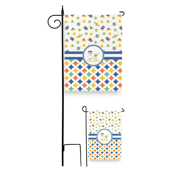 Boy's Space & Geometric Print Garden Flag - PARENT/MAIN