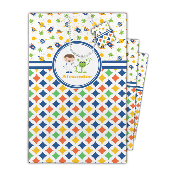 Boy's Space & Geometric Print Gift Bags - Parent/Main