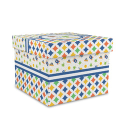 Boy's Space & Geometric Print Gift Box with Lid - Canvas Wrapped - Medium (Personalized)