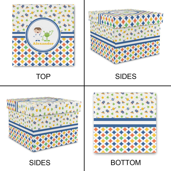 Boy's Space & Geometric Print Gift Boxes with Lid - Canvas Wrapped - X-Large - Approval
