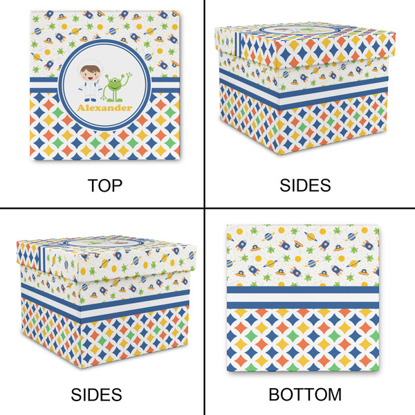 Boy's Space & Geometric Print Gift Boxes with Lid - Canvas Wrapped - XX-Large - Approval