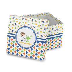 Boy's Space & Geometric Print Gift Box with Lid - Canvas Wrapped (Personalized)