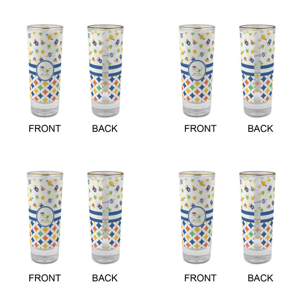 Boy's Space & Geometric Print Glass Shot Glass - 2 oz - Set of 4 - APPROVAL