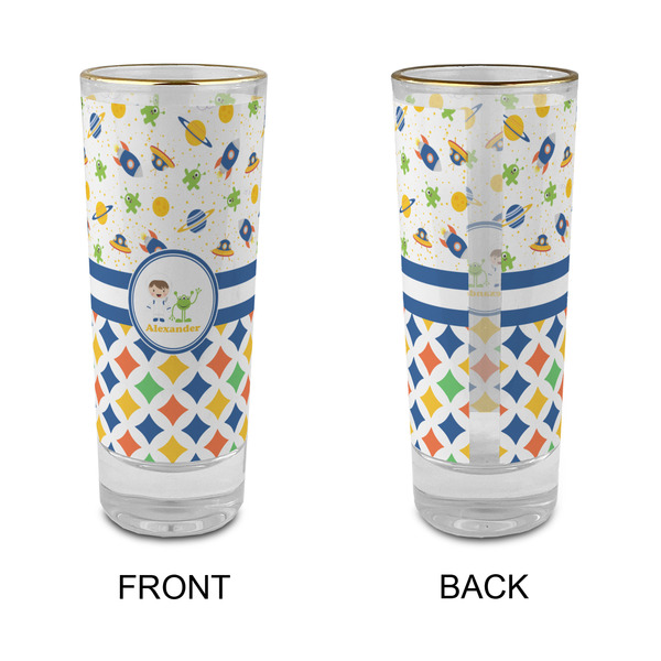 Boy's Space & Geometric Print Glass Shot Glass - 2 oz - Single - APPROVAL