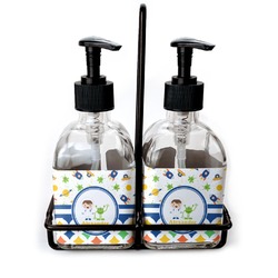 Boy's Space & Geometric Print Glass Soap & Lotion Bottles (Personalized)