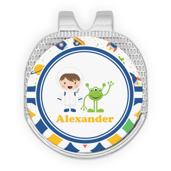 Custom Boy's Space & Geometric Print Golf Ball Marker - Hat Clip - Silver