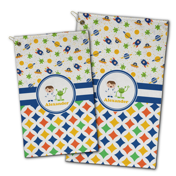 Boy's Space & Geometric Print Golf Towel - PARENT (small and large)