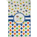 Boy's Space & Geometric Print Golf Towel - Poly-Cotton Blend - Small w/ Name or Text
