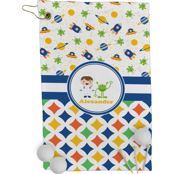 Boy's Space & Geometric Print Golf Towel (Personalized)