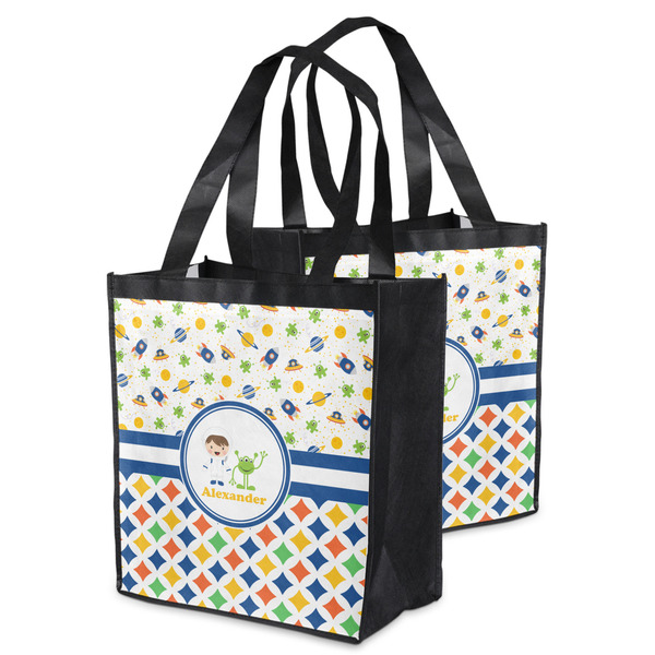 Boy's Space & Geometric Print Grocery Bag - MAIN