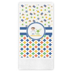 Boy's Space & Geometric Print Guest Napkins - Full Color - Embossed Edge (Personalized)