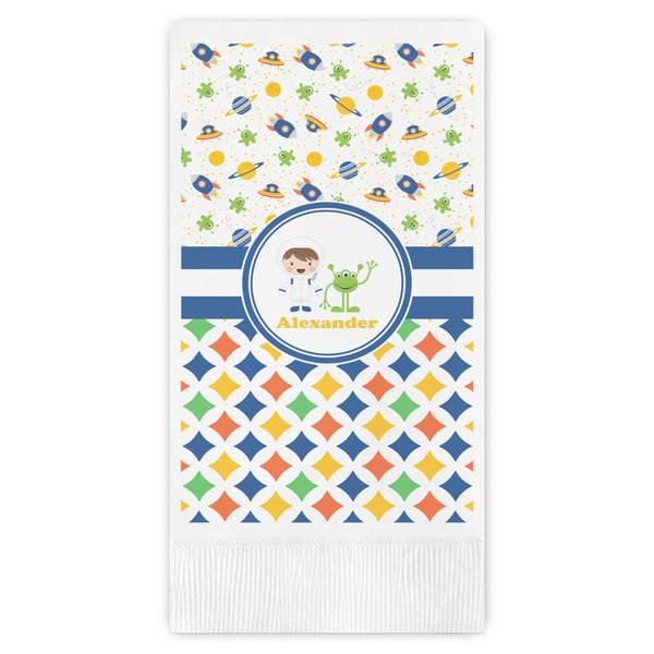Custom Boy's Space & Geometric Print Guest Paper Towels - Full Color (Personalized)