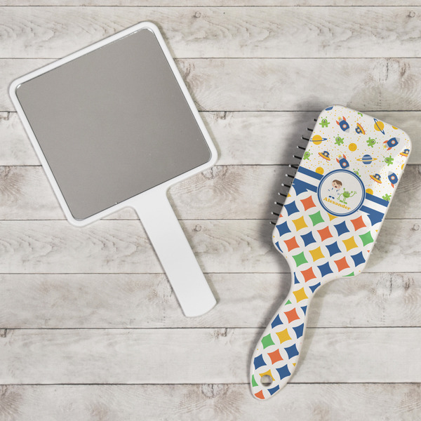 Boy's Space & Geometric Print Hair Brush - In Context
