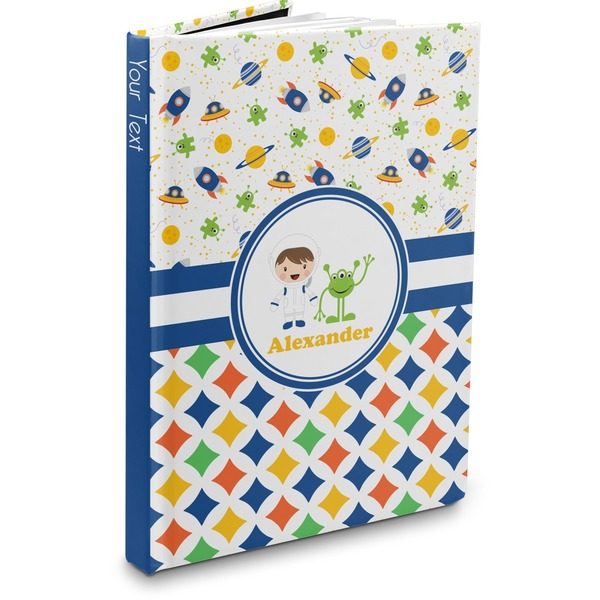 Custom Boy's Space & Geometric Print Hardbound Journal (Personalized)