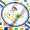Boy's Space & Geometric Print Hooded Baby Towel- Detail Close Up