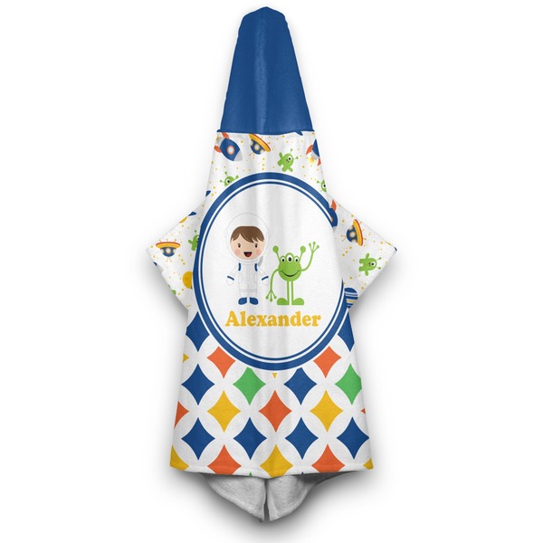 Boy's Space & Geometric Print Hooded Towel - Hanging