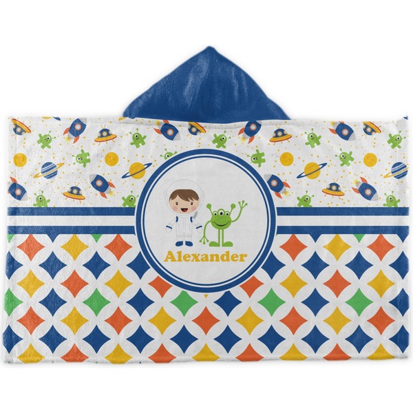 Custom Boy's Space & Geometric Print Kids Hooded Towel (Personalized)