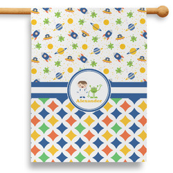 Boy's Space & Geometric Print 28" House Flag (Personalized)