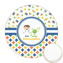 Boy's Space & Geometric Print Printed Cookie Topper - Round (Personalized)