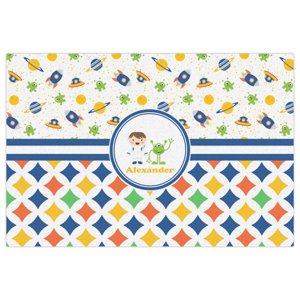 Boy's Space & Geometric Print Indoor / Outdoor Rug - 2'x3' - Front Flat