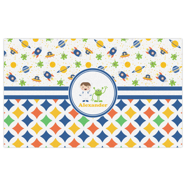 Boy's Space & Geometric Print Indoor / Outdoor Rug - 3'x5' - Front Flat