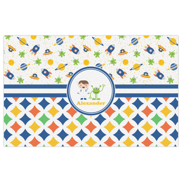 Boy's Space & Geometric Print Indoor / Outdoor Rug - 5'x8' - Front Flat