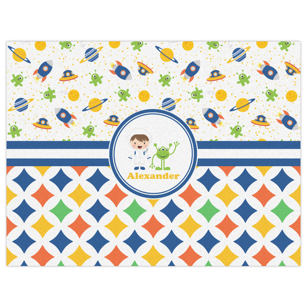 Boy's Space & Geometric Print Indoor / Outdoor Rug - 6'x8' - Front Flat