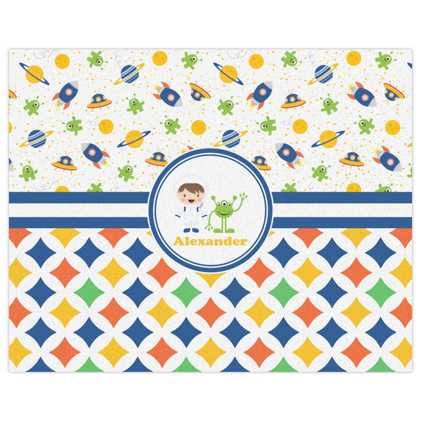 Boy's Space & Geometric Print Indoor / Outdoor Rug - 8'x10' - Front Flat