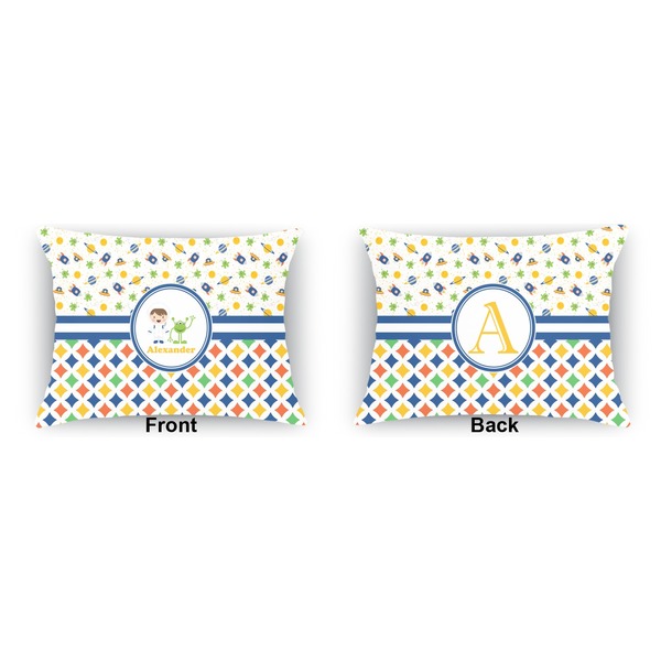 Boy's Space & Geometric Print  Indoor Rectangular Burlap Pillow (Front and Back)