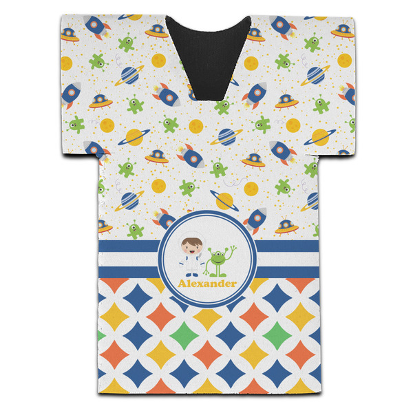 Custom Boy's Space & Geometric Print Jersey Bottle Cooler (Personalized)