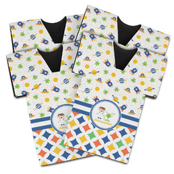 Boy's Space & Geometric Print Jersey Bottle Cooler - Set of 4 (Personalized)