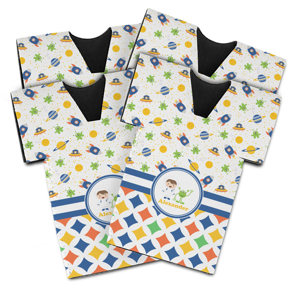 Boy's Space & Geometric Print Jersey Bottle Cooler - Set of 4 - MAIN (flat)