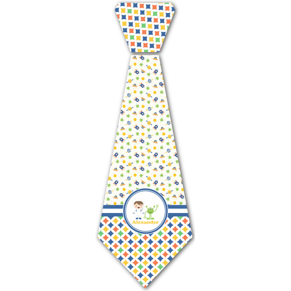 Custom Boy's Space & Geometric Print Iron On Tie - 4 Sizes w/ Name or Text