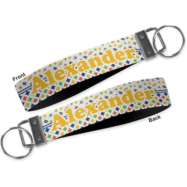 Boy's Space & Geometric Print Key-chain - Metal and Nylon - Front and Back