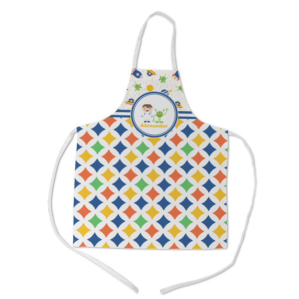 Custom Boy's Space & Geometric Print Kid's Apron w/ Name or Text