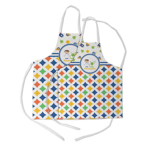 Boy's Space & Geometric Print Kid's Aprons - Parent - Main