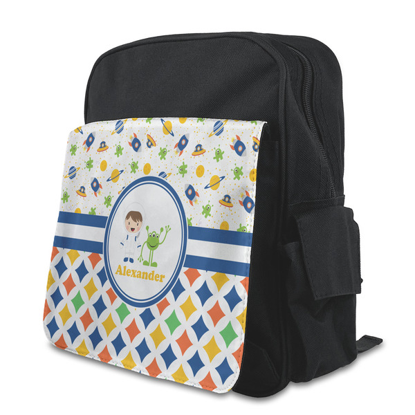 Custom Boy's Space & Geometric Print Preschool Backpack (Personalized)