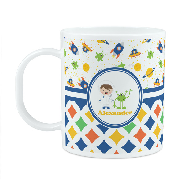 Custom Boy's Space & Geometric Print Plastic Kids Mug (Personalized)