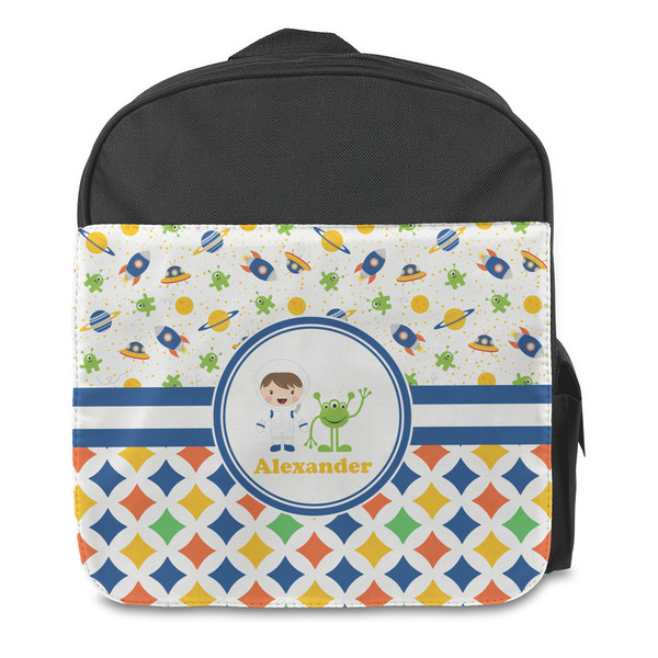 Boy's Space & Geometric Print Kids Backpack - Front