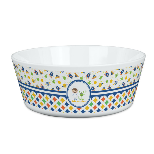 Custom Boy's Space & Geometric Print Kid's Bowl (Personalized)