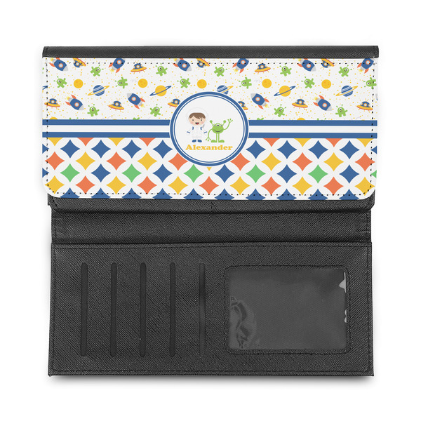 Boy's Space & Geometric Print Ladies Wallet - Half Way Open