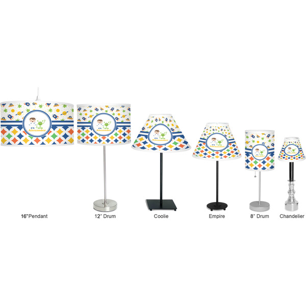 Boy's Space & Geometric Print Lamp Full View Size Comparison