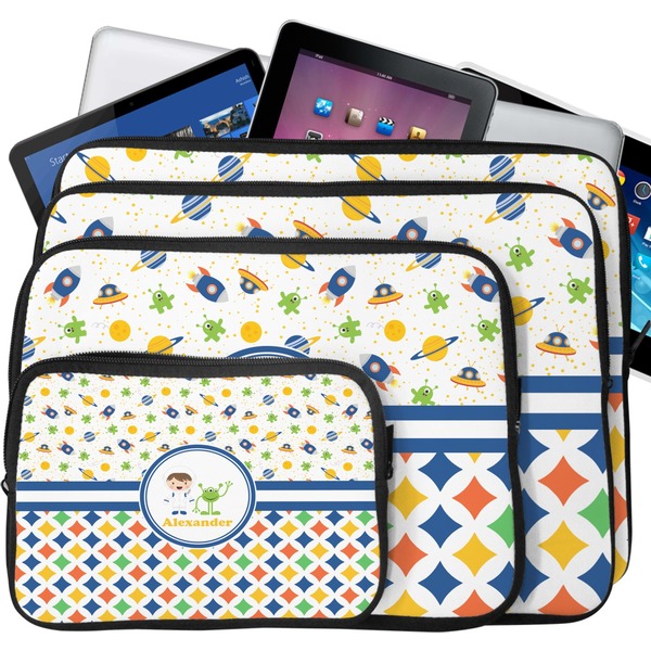 Boy's Space & Geometric Print Laptop Case Sizes