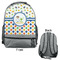 Boy's Space & Geometric Print Large Backpack - Gray - Front & Back View