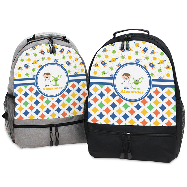 Boy's Space & Geometric Print Large Backpacks - Both