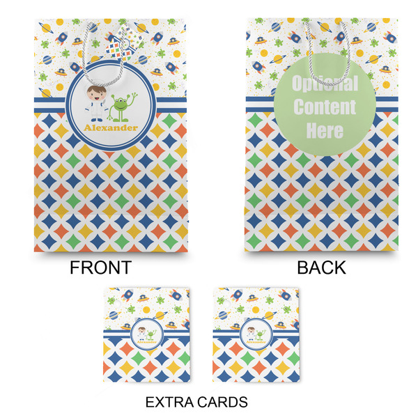 Boy's Space & Geometric Print Large Gift Bag - Approval