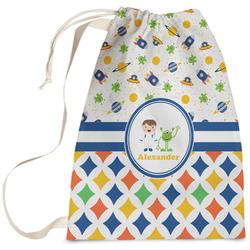 Boy's Space & Geometric Print Laundry Bag - Large (Personalized)