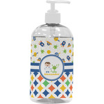 Boy's Space & Geometric Print Plastic Soap / Lotion Dispenser (16 oz - Large - White) (Personalized)