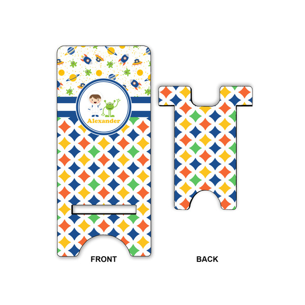Boy's Space & Geometric Print Large Phone Stand - Front & Back